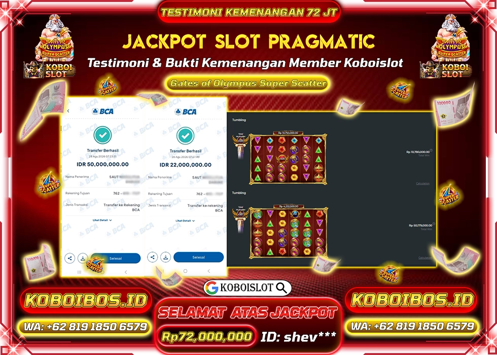 BUKTI KEMENANGAN SLOT GACOR GATES OF OLYMPUS SUPER SCATTER Rp72.000.000,- LUNAS